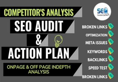 I will provide detailed SEO report,competitor audit and action plan