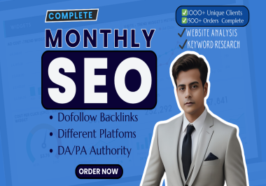 Monthly off page SEO service with link building, backlinks