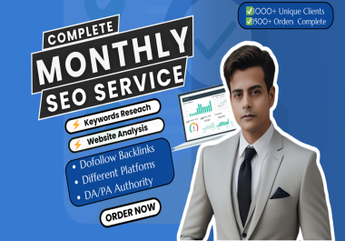 Monthly off page SEO service with link building, backlinks