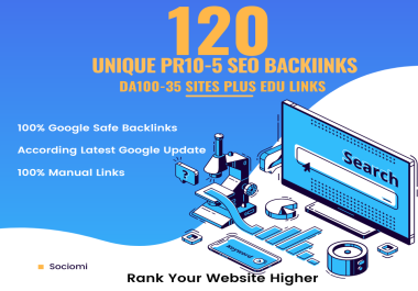 MANUALLY Do 120 UNIQUE PR10-5 SEO BackIinks on DA100-35 sites