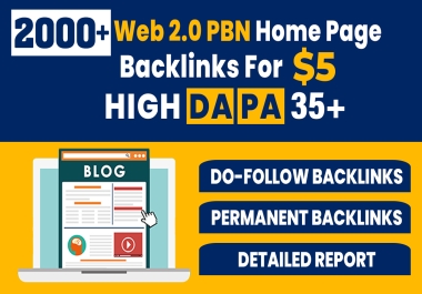 2000+ High DA PA Permanent Web 2.0 PBN Home Page Back-links