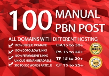 Get Perfect 100 PBN posts with high PA DA all. com domains 