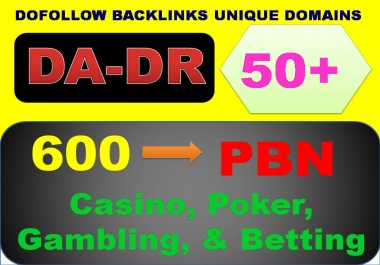 I Will Create 600 PBN DA & DR 50+ Homepage DoFollow Links for Casino, Poker, Gambling, & Betting 