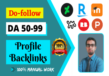 60 dofollow powerful profile backlinks with high DA