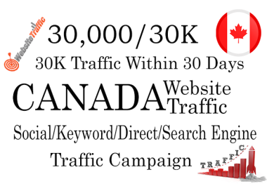 30K Canada Traffic within 30 days. Social/Keyword/Direct/Search Engine Targeted