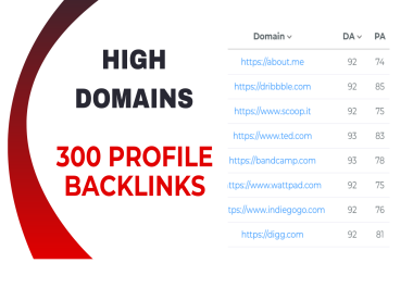 High Domains 300 Profile Backlinks Manually