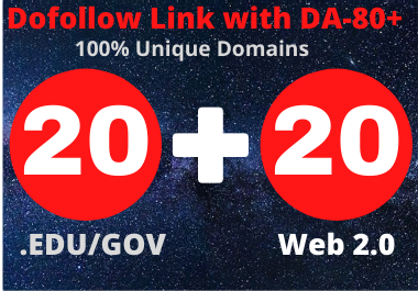 20 EDU/GOV +20 Web 2.0 Dofollow high authority backlinks