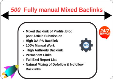 I will create Best Quality Mixed 500 high DA-PA PR9 Backlinks