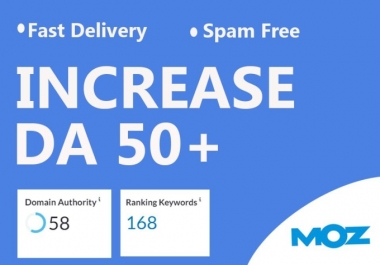 I will increase domain authority increase moz da 50 plus with backlinks