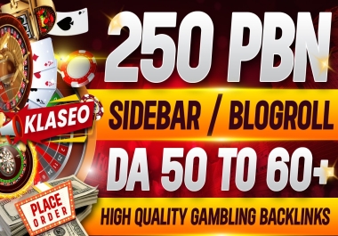 Buy 2 Get 1 Free Rank 250 Permanent Sidebar-Blgroll DA 50-60 plus High Quality Gambling back links