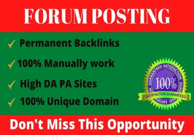 I will do 90 top quality Forum Posting Backlinks on high DA Forums