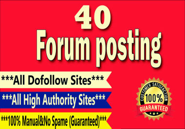 I Will create 40 High Quality Forum Posting dofollow backlinks