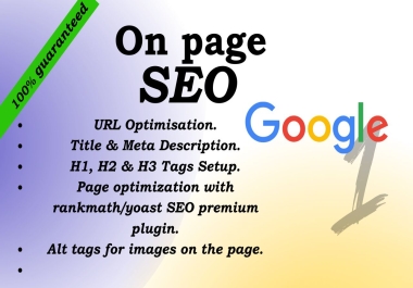 I will do on site organic SEO optimization for google top ranking