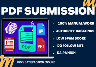 110 pdf Submission to high DA,PA,Site low spam score,Do-Follow backlinks