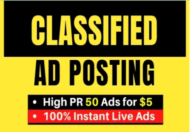 I will post 34 classified ads on top classified ad posting sites 