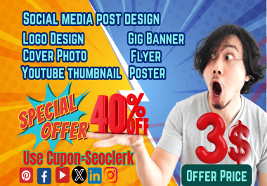 Creative Social Media Post design /Logo Design/Gig banner / Thumbnail Design Service