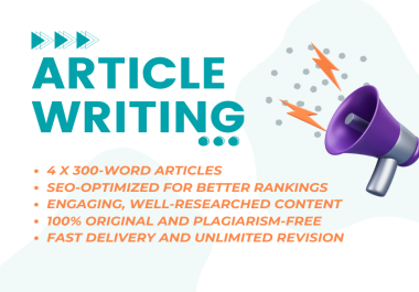 Professional Content Writing: 4 x 300-Word SEO-Optimized Articles