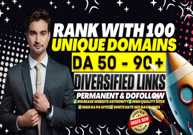 Rank 1 with 100+ Unique Domains High DA/PA & TF/CF White Hat SEO Backlinks