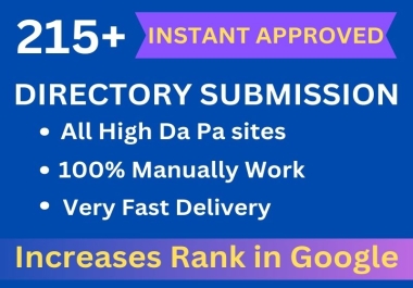 Instant Approved 215 Directory backlinks for website ranking