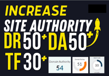  increase DR 50+ moz DA 30+ TF 30+ ahrefs domain rating money back guranted