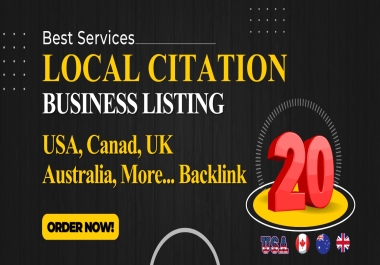 Get list your business in best 20 USA,  Canada,  Uk,  Australia,  More. local directories for local SEO