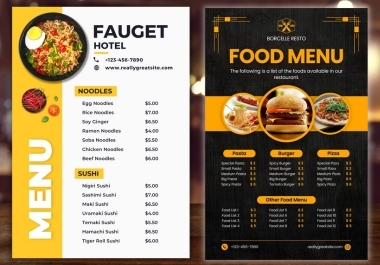 Get restaurant food menu,  restaurant menu,  food menu,  Menu Flyer Design