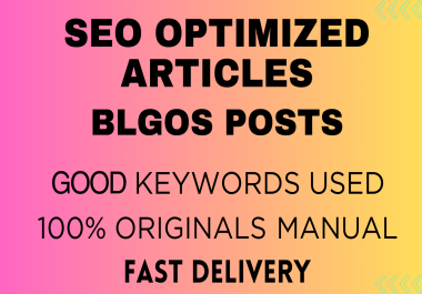 I will write 2 articles for your website SEO optimized article , content writing 1000 word for $5