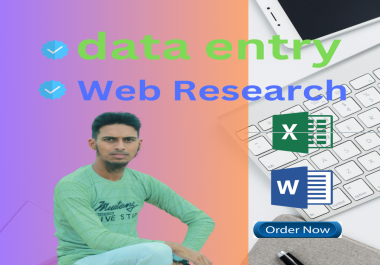 I will do data entry,  data input,  data extraction,  collection,  data mining