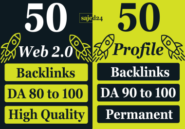 50 Web 2.0 DA 80+ and 50 Profile Backlinks DA 90+ sites Boost website SEO ranking