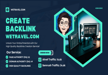 Create backlinks on wetravel.com DA 49 high authority backlinks