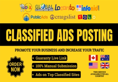 I will do 90 Classified Ads Posting on Top Ads Sites