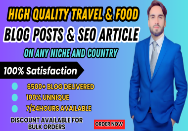 write high quality travel blog posts and SEO articles on any niche