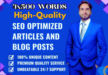 I Will Write 4x500 SEO-Rich, High-Quality, Unique Articles for Your Blog or Website