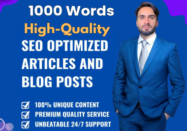 You will get a unique 1000-word High-Quality article, blog, SEO web content in 24hours