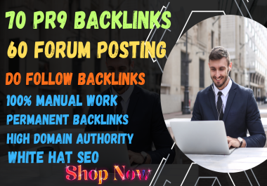 TOP 130+Backlinks,70 pr9 backlinks, 60 Forum posting backlinks, DA 80+SEO MIX