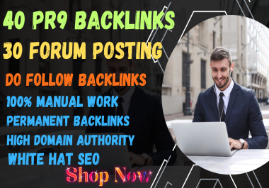 TOP 70+Backlinks, 40 pr9 backlinks,  30 Forum posting backlinks,  SEO MIX