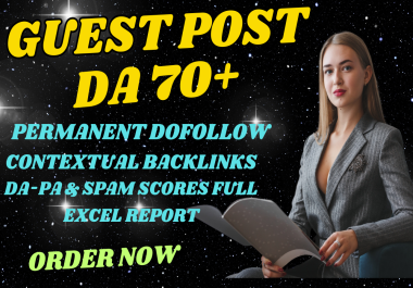 I will do Write and Publish 7 Do follow GUEST POSTS DA70+ on Google your Website Ranking