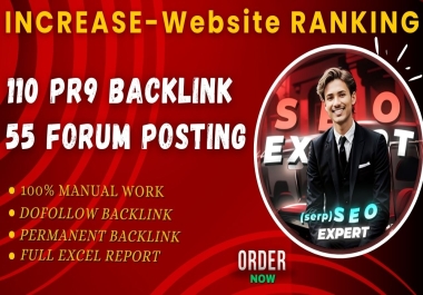 Create 165+ MIX SEO Backlinks,  110 pr9 backlinks,  55 Forum posting backlinks,  DA 80+