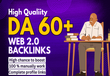 50 High Quality Web 2.0 Backlinks with DA 60+