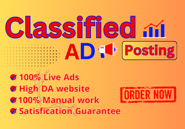 I will post your 75 Classified ads on the top ad posting site 