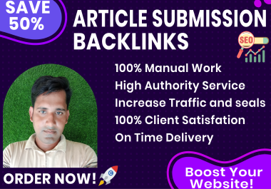 I will generate 100 backlinks through article submissions for off page SEO