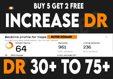 Increase DR Domain Rating from 30+ to 75+ Google Safe 0 Spam Backlinks Permanent Service