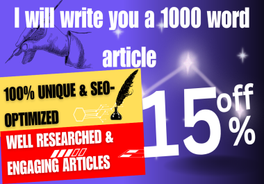 1000 words AI-free,  SEO article writing,  blog post writing or content writing for 5