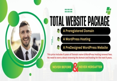 A Preregistered Domain for 9 year + WordPress Hosting for 9 years + Predesigned WordPress Website