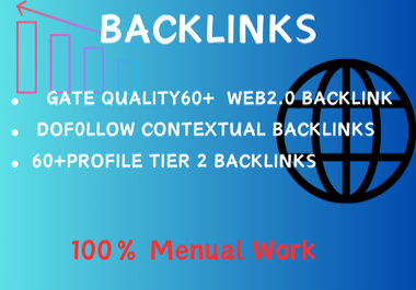 I will create 60+ Web2.0 60+ profile tier 2 backlinks dofollow contextual backlinks