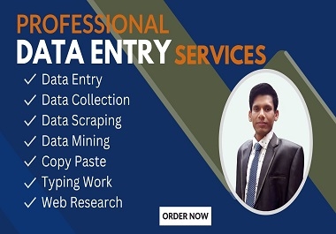 I will do your data entry, data mining, copy paste. pdf to excel, typing work