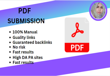 I will do PDF submission manually on 100 high da document sharing sites.