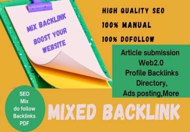 500 High Authority Mix Backlinks,  pdf submission,  Profile Backlinks,  Directory submission and more