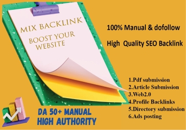 350 High Authority Mix Backlinks. Profile Backlinks,  Directory,  Web 2.0,  PDF,  Ads posting and more