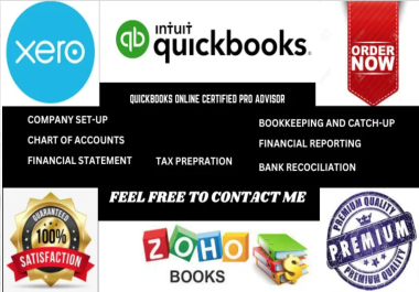 I will setup,  catch up and do your bookkeeping in quickbooks online